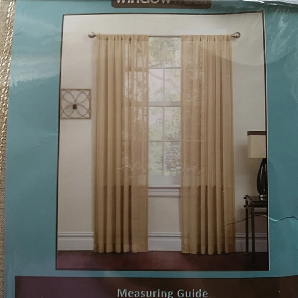 Semi-sheer Rod Pocket Window Curtains PAIR NEW
